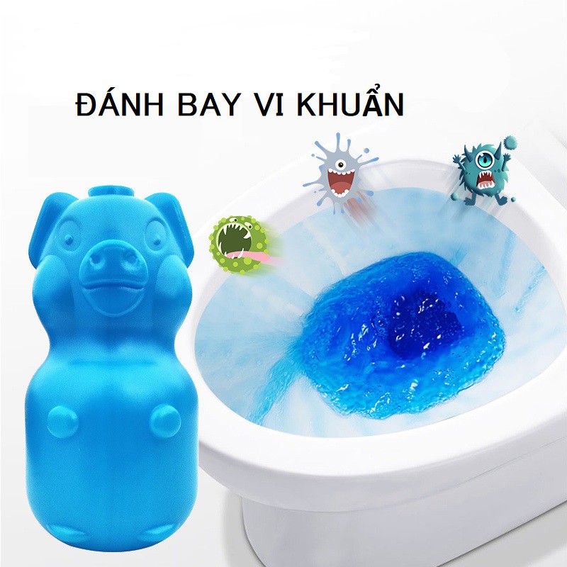 Viên Tẩy Bồn Cầu Hình Con Heo Tiện Lợi, Thả Bồn Cầu Tẩy Sạch Vi Khuẩn