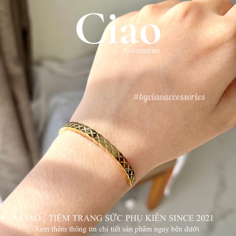 [HOẢ TỐC 1H] Vòng tay/ Lắc tay titan không gỉ thiết kế hoạ tiết đan chéo tinh tế trendy Laelie Ciao