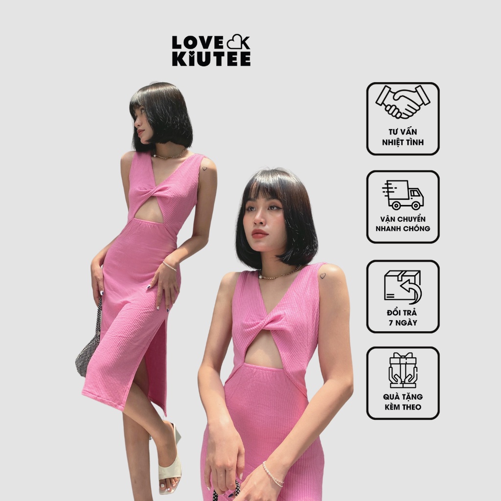 Đầm xoắn ngực mặc hai kiểu Mila 2in1 Midi Dress vải thun len co dãn có size LOVEKIUTEE