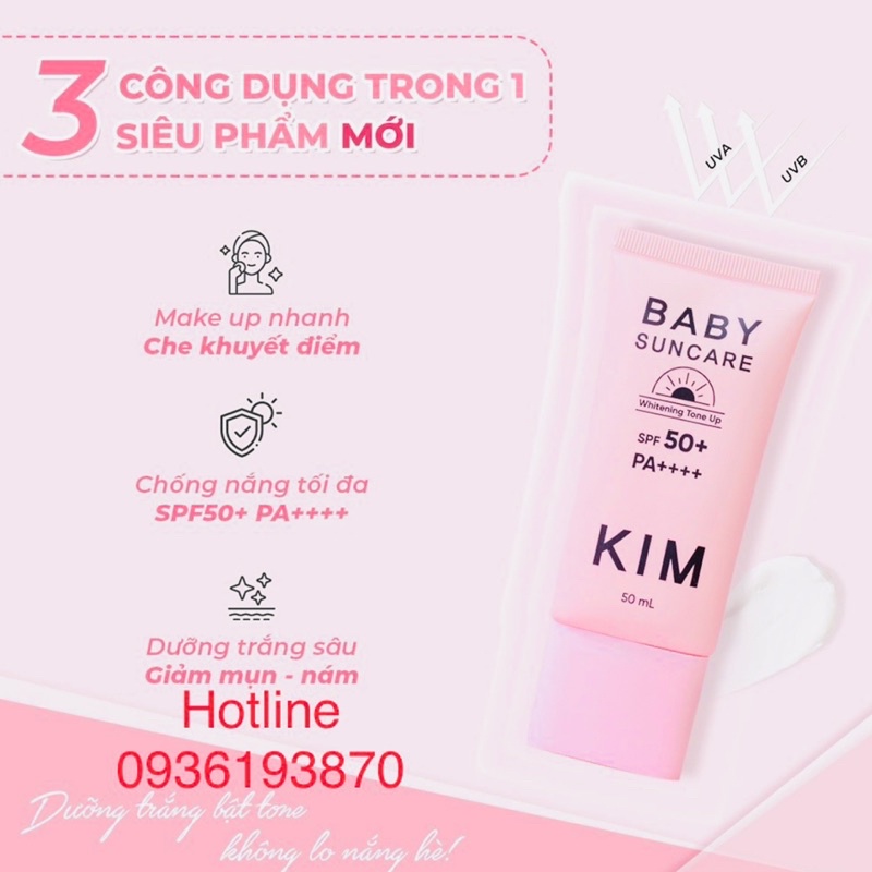 ✅ Kem chống nắng KIM BABY SUNCARE 👍  ❤️ Kem chống nắng bảo vệ nâng tone da che khuyết điểm trắng da