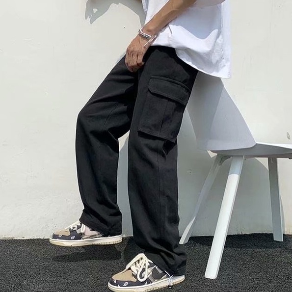 Quần Dài Thể Thao Ống Rộng quần ống suông Màu Trơn quần túi hộp nam Đơn Giản quần túi hộp nữ Thời Trang Dành quần nam