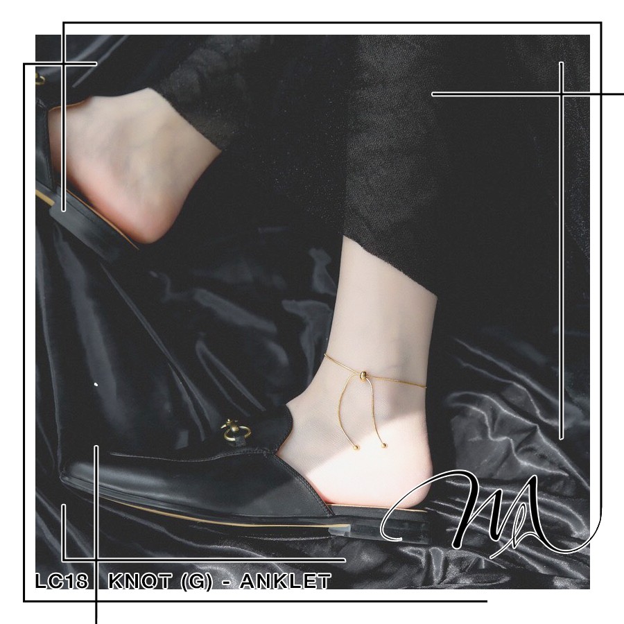 Lắc chân nữ Titan dây mì mảnh trơn thắt nút xinh xắn - Măng’s House LC18