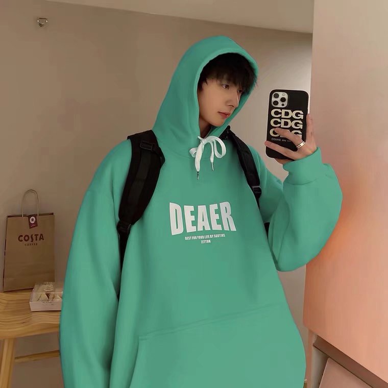 🔥áo hoodie nam áo khoác cổ đứng🔥form rộng big size nỉ cổ tròn dáng rộng hoạt tiết chữ có mũ trùm đầu thời trang thu đông cho nam nữ