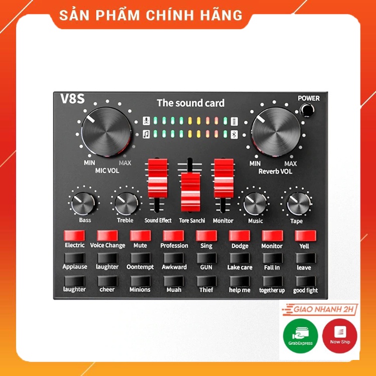 Sound Card V8S Tích Hợp Bluetooth. Chế Độ Autotune, Giả Giọng Người Già Trẻ Em,Dễ Dàng Sử Dụng. Bảo Hành 12 Tháng