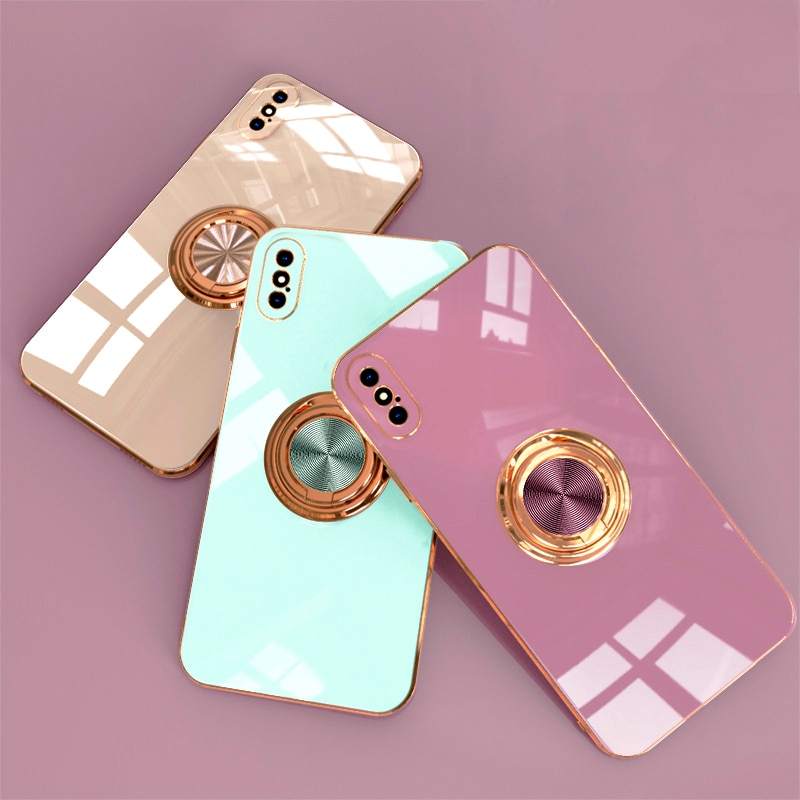 Ốp điện thoại TPU silicone có nhẫn đỡ thích hợp cho iPhone 12 11 Pro Max X XR XS max 7 8 Plus 12 mini