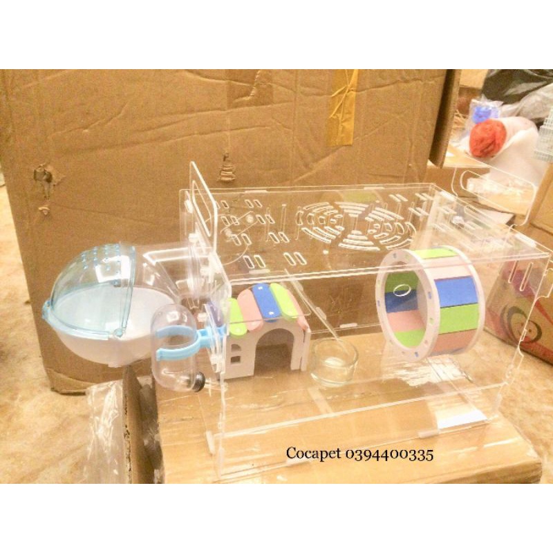 Lồng hamster mica kích thước 30 x 20 x 20 cm