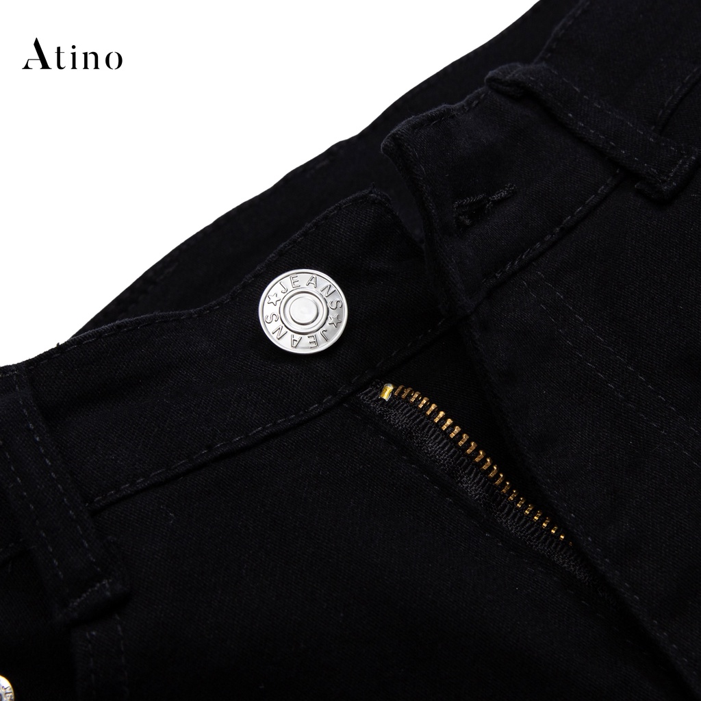 Quần Jean Nam Đen Trơn ATINO Chất Liệu Jean Pha Spandex Form Slim-Fit QJ9916