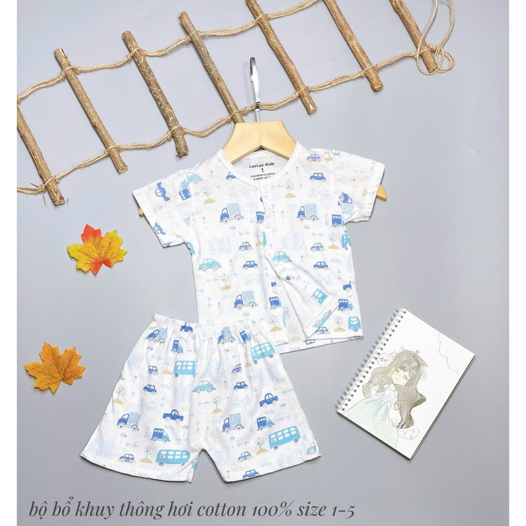 Bộ cộc cotton THÔNG HƠI mùa hè in hình nhí đáng yêu cho bé