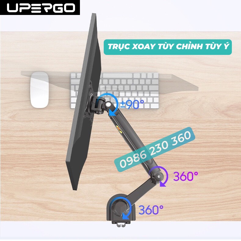 Giá Treo Màn Hình NB-H160 -   Tải Trọng 9Kg -  Xếp 2 Màn 17-27 Inch Trên Dưới - Xoay Màn 360 Độ