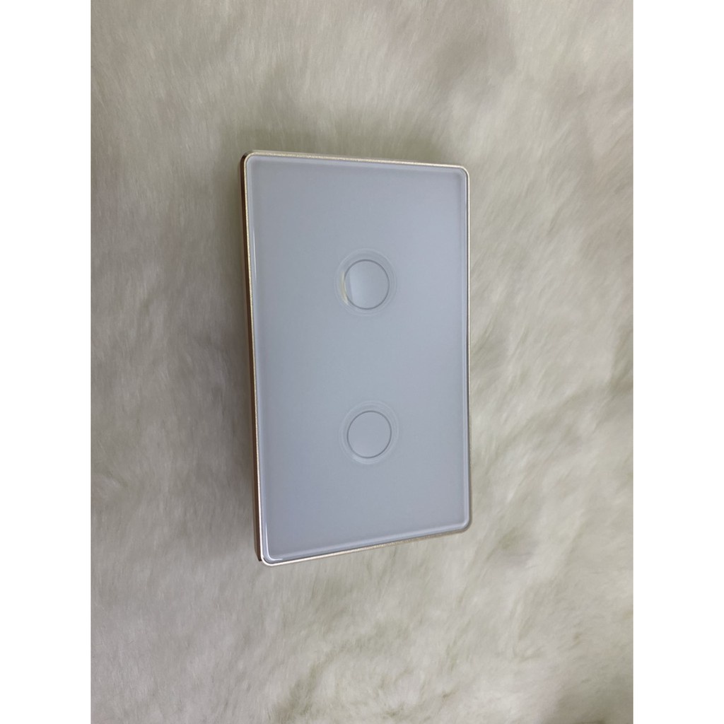 Công tắc thông minh cao cấp Tuya Smart Life - 2 Nút - kết nối Wifi - Cần dây N - Trắng Viền Vàng