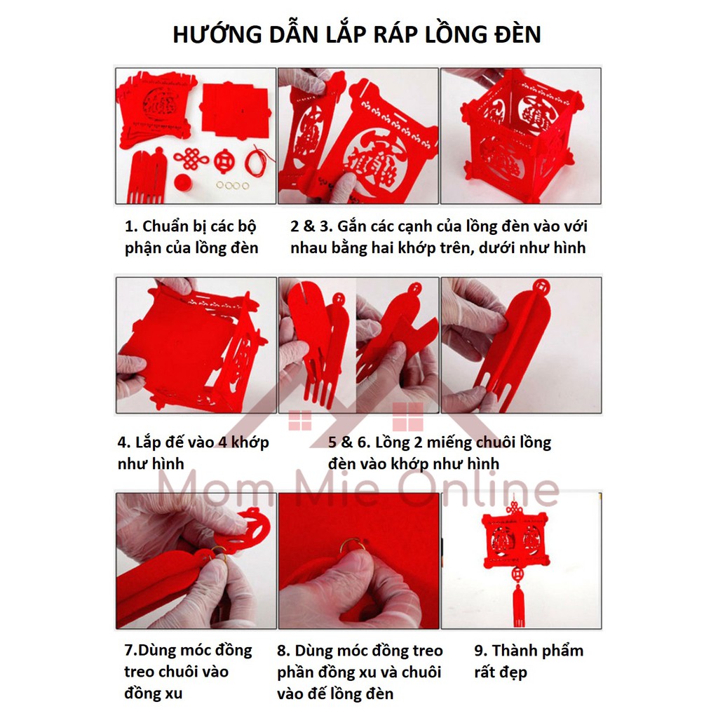 Lồng đèn xuân 3D khắc câu chúc Tết nhiều ý nghĩa - LD04