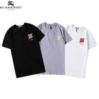 Áo Thun Tay Ngắn Vải Cotton Thêu Chữ Burberry Thời Trang Cho Nam Và Nữ