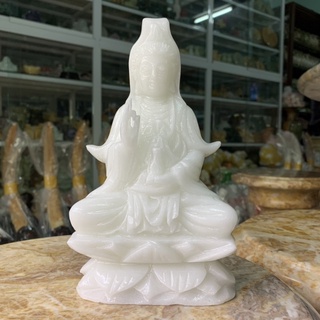 Tượng phật quan âm bồ tát đá cẩm thạch trắng - cao 20cm