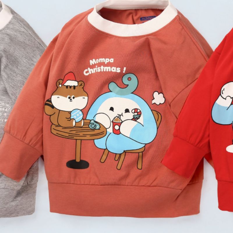 Mompa - Áo cổ tròn dài tay họa tiết Noel cho bé tùe 1Y đến 5Y
