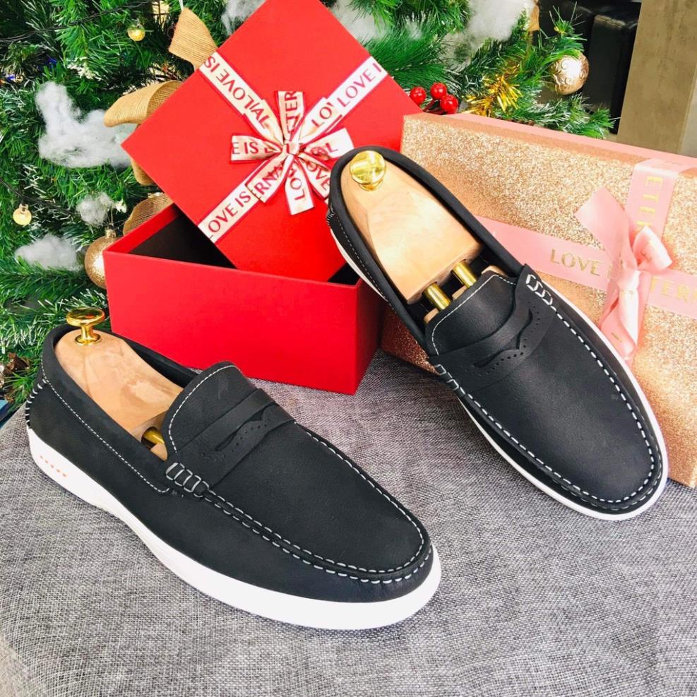 Giày lười nam da bò thật hành 12 tháng kiểu dáng Penny Loafer - Mã T17
