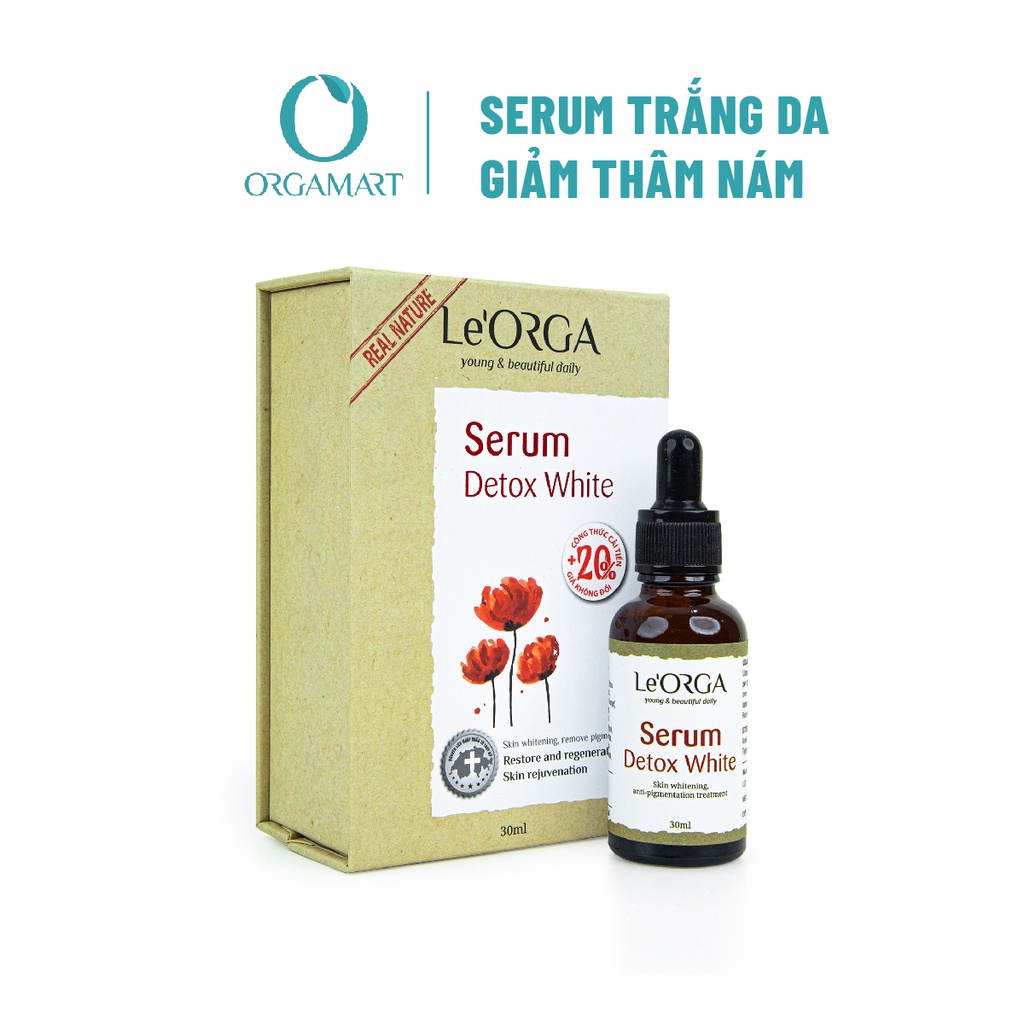 Serum Trắng Da Mờ Nám Le'Orga - Detox White Tinh Chất Trẻ Hóa Da Tăng Độ Ẩm Huyết Thanh Giảm Lão Hóa 30ml