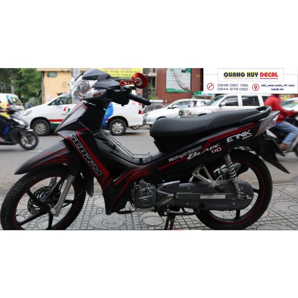 Tem trùm honda blade đen chỉ đỏ - Độ dán team trùm decal xe máy honda blade đen chỉ đỏ - Team trùm decal xe máy wave bla