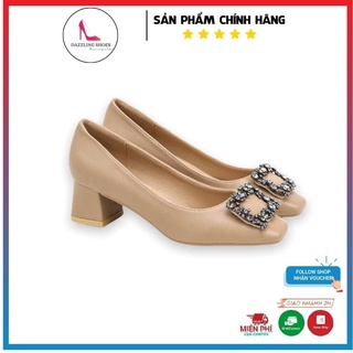  Giày Cao Gót Nữ Mũi Tròn Giày Cao Gót 5 Phân Charm Đá Vuông Kiểu Dáng Công Sở Basic_DA723 