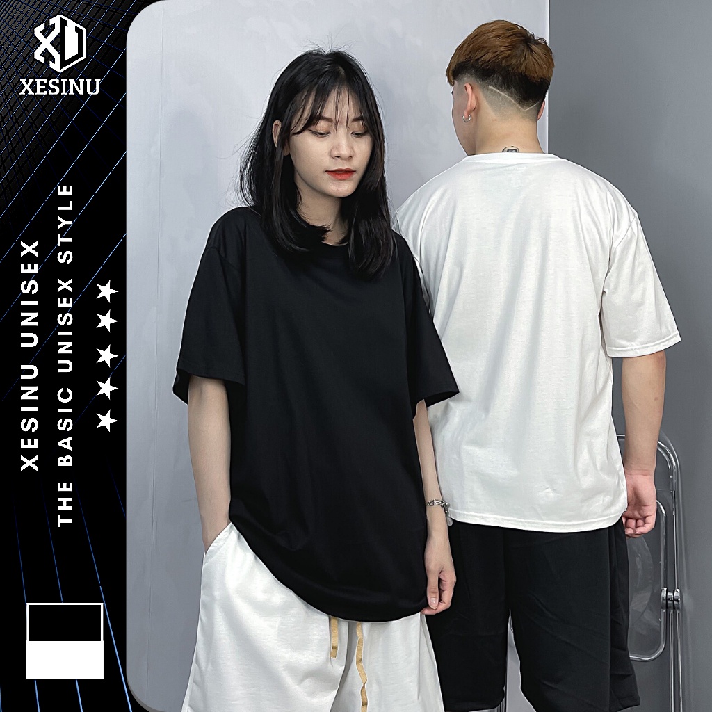 Áo Thun Trơn Unisex Nam Nữ, Áo Phông Trơn Basic Tee Form Rộng XESINU