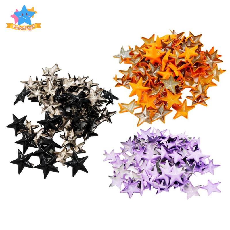 Set 50 Đinh Tán Hình Ngôi Sao 15mm Bằng Hợp Kim Dùng Để Trang Trí Quần Áo / Túi Xách