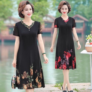 Đầm voan nữ trung niên cao cấp kiểu dáng sang trọng quý phái QCNP1883
