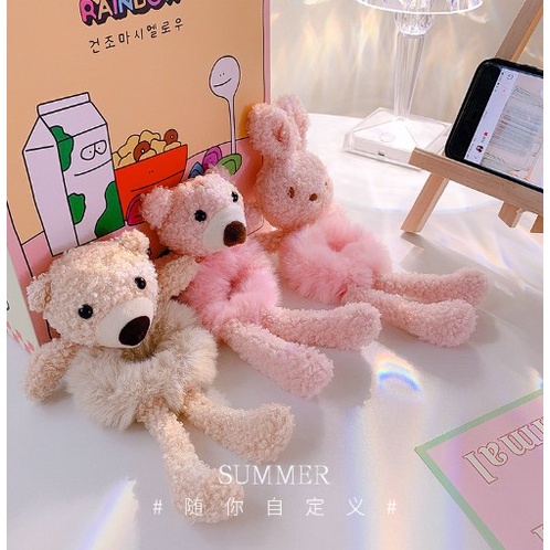 Dây Buộc Tóc Hình Gấu Nhồi Bông Dễ Thương, Dây Cột Tóc Gấu Phong Cách Hàn Quốc Đáng Yêu