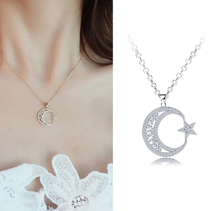 Vòng cổ Mặt Hình Ngôi Sao / Mặt Trăng Đính Đá Zircon Thời Trang Cho Nữ PD609