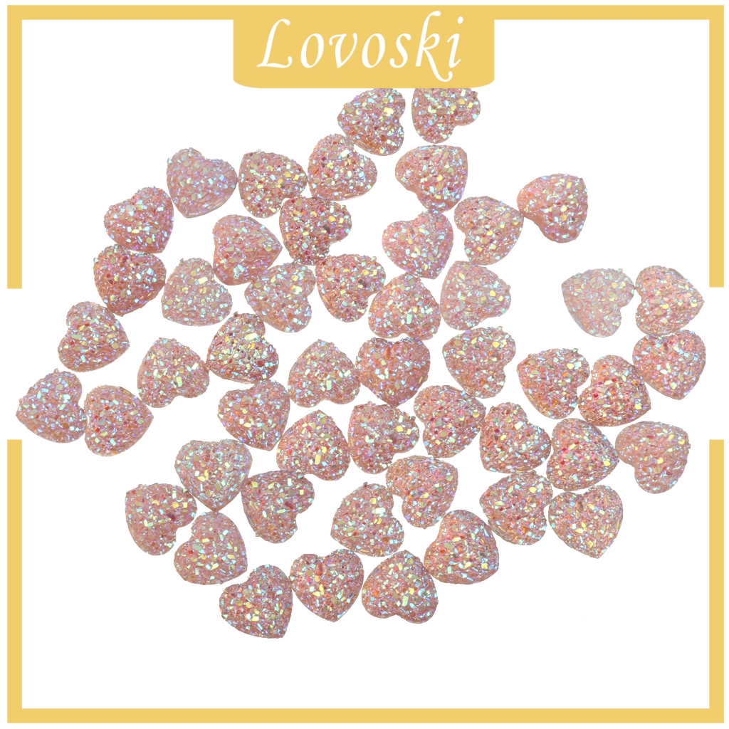 Set 50 Viên Đá Resin Hình Trái Tim Trang Trí Sổ Tay DIY