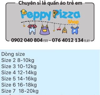 Bộ đồ bozip Bo050 bé siêu dễ thương (kèm bảng size hình cuối)