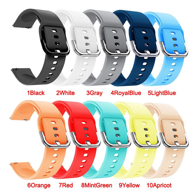 Dây Đeo 20 22mm Bằng Silicone Mềm Cho Đồng Hồ Thông Minh Xiaomi Amazfit Gts 2 Bip Pace Samsung Galaxy Watch 3 46mm Gear S3 Active2 Huawei Band