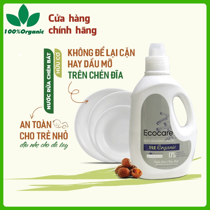 Nước rửa chén Ecocare hữu cơ bồ hòn với tinh dầu thiên nhiên, Can 4 Lít