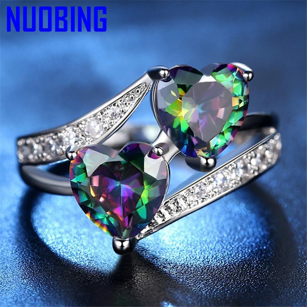 Multicolor Aaa Zircon Diamonds Rings For Women 18K White Gold Silver Color Wedding Anillos Mujer Bling Jewelry Accessory Gift|Rings|