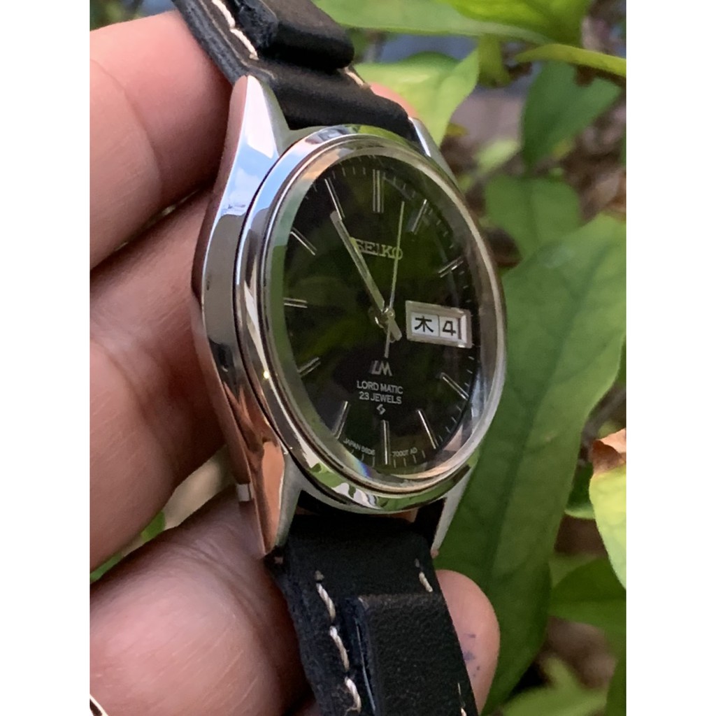 Đồng hồ nam Seiko LM automatic 2 lịch, niềng thép không gỉ, dây da