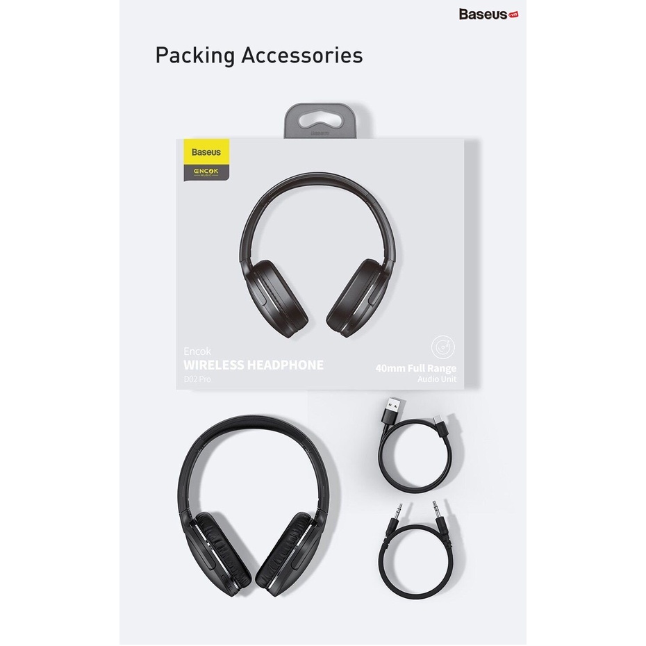 Tai nghe chụp tai không dây cao cấp Baseus Encok Wireless headphone D02 Pro