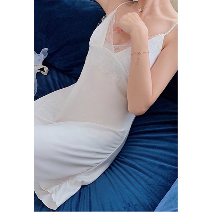 HISEXY Đầm Ngủ Lụa Satin Cao Cấp Mặc Nhà Có Mút Ngực Đủ Size Dưới 65Kg Ren 18cm MD04 | BigBuy360 - bigbuy360.vn
