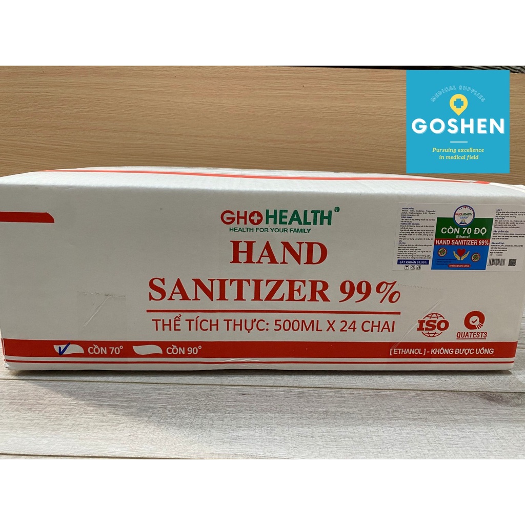 Cồn sát khuẩn 70 độ GHO HEALTH cao cấp - Sát khuẩn, Sát trùng vết thương 99%