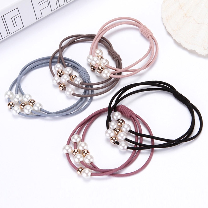 Dây buộc tóc nhiều sợi co giãn đính ngọc trai thời trang Hàn Quốc