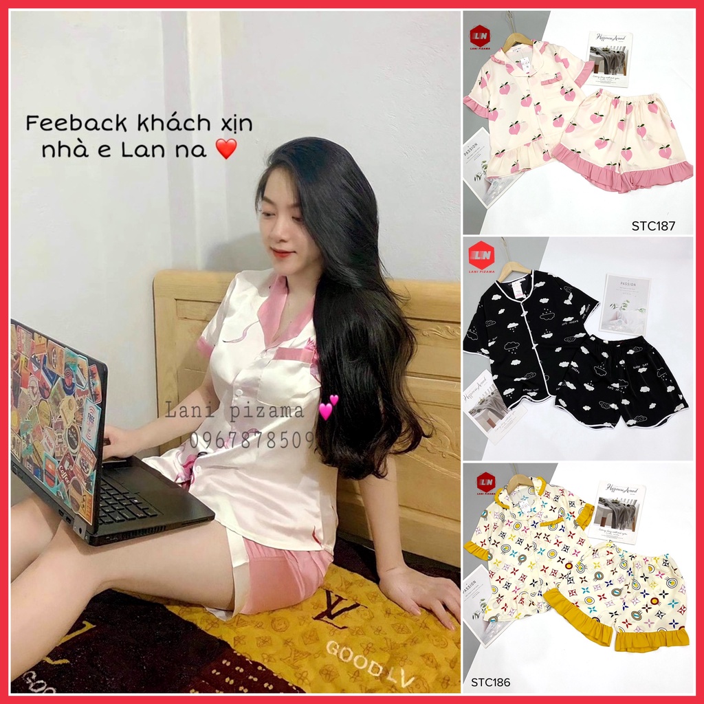 ❤️Đồ Ngủ Pijama Lụa Satin Tay Ngắn ( cộc )  Pizama Quần sooc ( đùi)  Mềm Mịn, Sang Chảnh diện đi chơi, mặc nhà