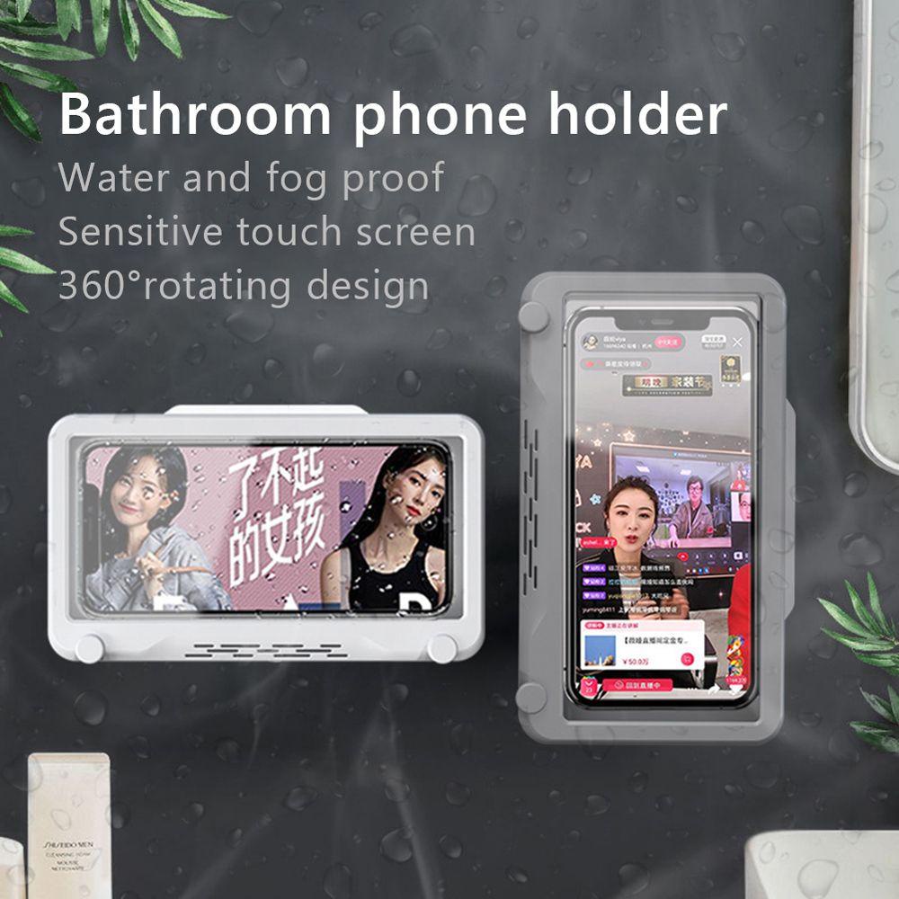 Giá Đỡ Điện Thoại Gắn Tường Tự Dính Xoay 360 Độ Cho Phòng Tắm° Ốp Điện Thoại Có Thể Xoay Với Màn Hình Cảm Ứng Tiện Dụng