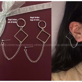 ROSY - KHUYÊN TAI VÀNH XÍCH VUÔNG (ẢNH THẬT SHOP CHỤP!!!!!)