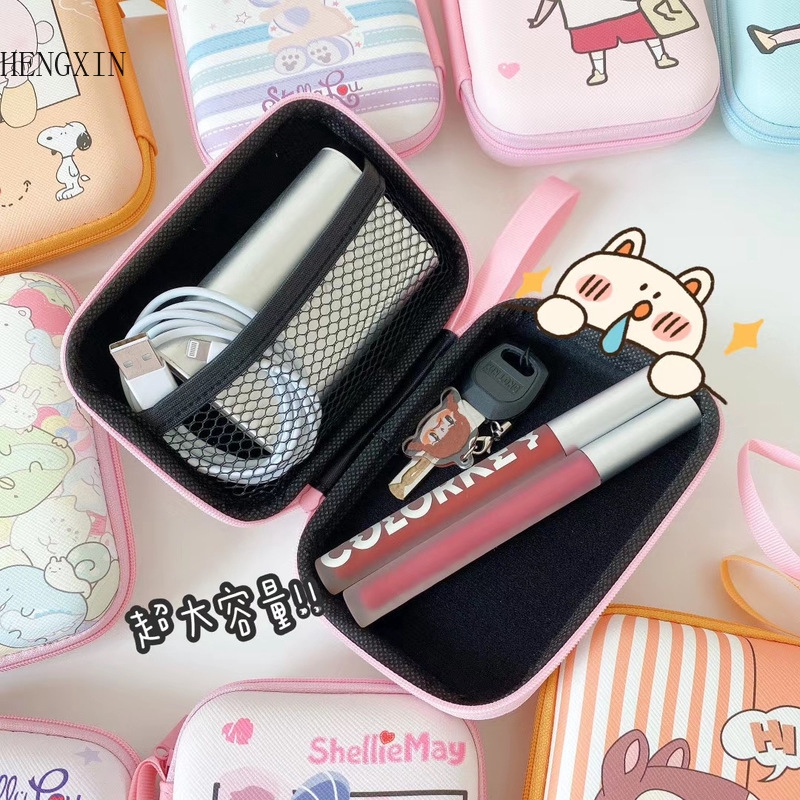 Fresh cartoon and cute earphone storage bag charging cable 2.5 inch hard disk holder coin purse