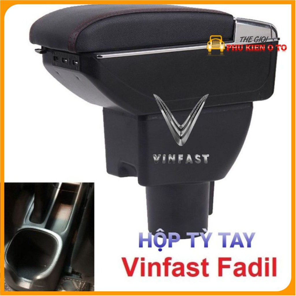 Hộp tỳ tay xe Vinfast Fadil cao cấp  tích hợp 7 cổng USB lắp đặt dễ dàng