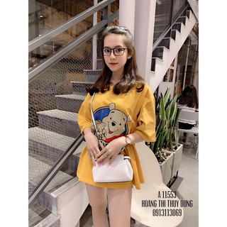 Áo thun tay lỡ in hình gấu dễ thương