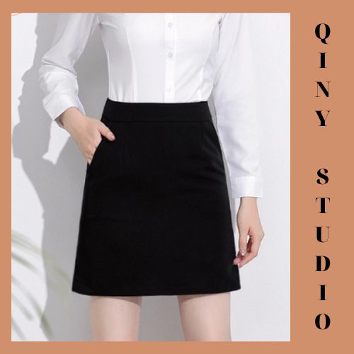 [Freeship + Quà tặng] Chân váy chữ A có quần trong, ngắn trên gối, lưng cao co dãn 4 chiều vải dày dặn màu đen, màu be | BigBuy360 - bigbuy360.vn
