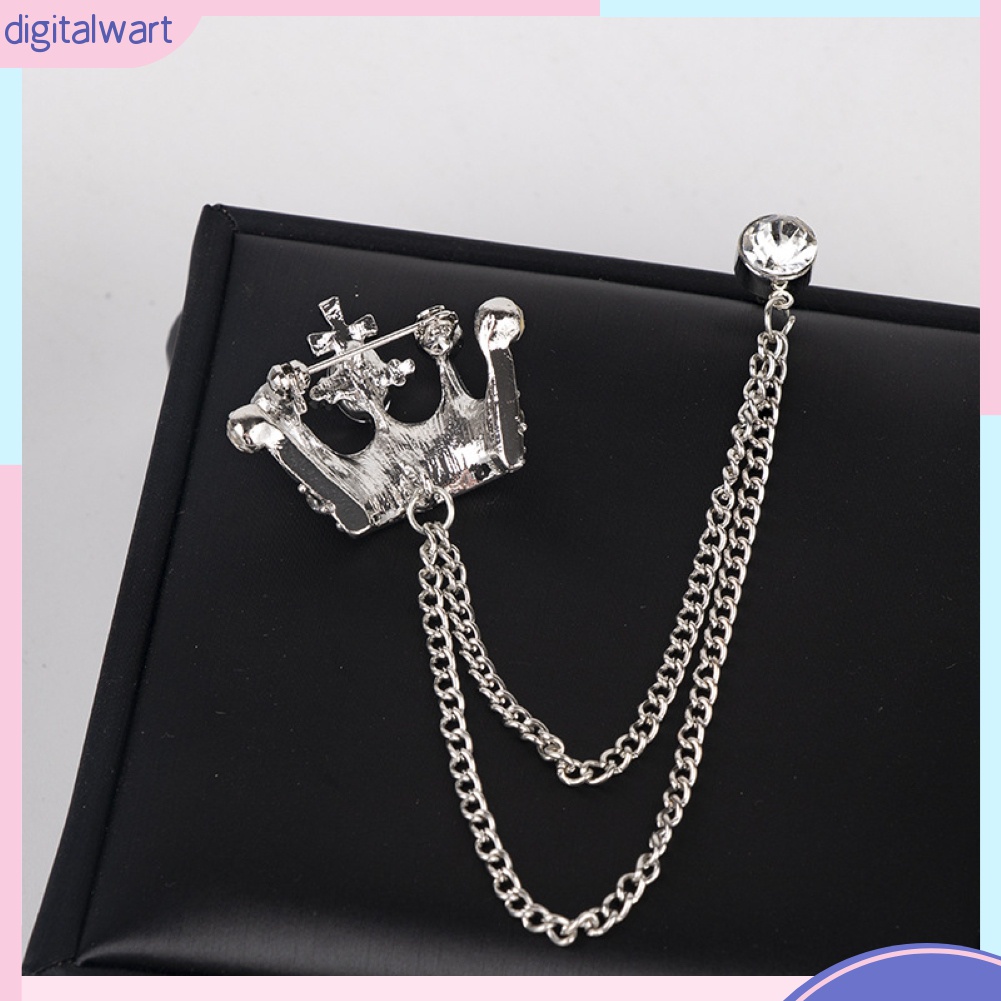 Ghim Cài Áo Hình Vương Miện Phối Dây Xích Tua Rua Phong Cách Cổ Điển Thời Trang Cho Nam Và Nữ