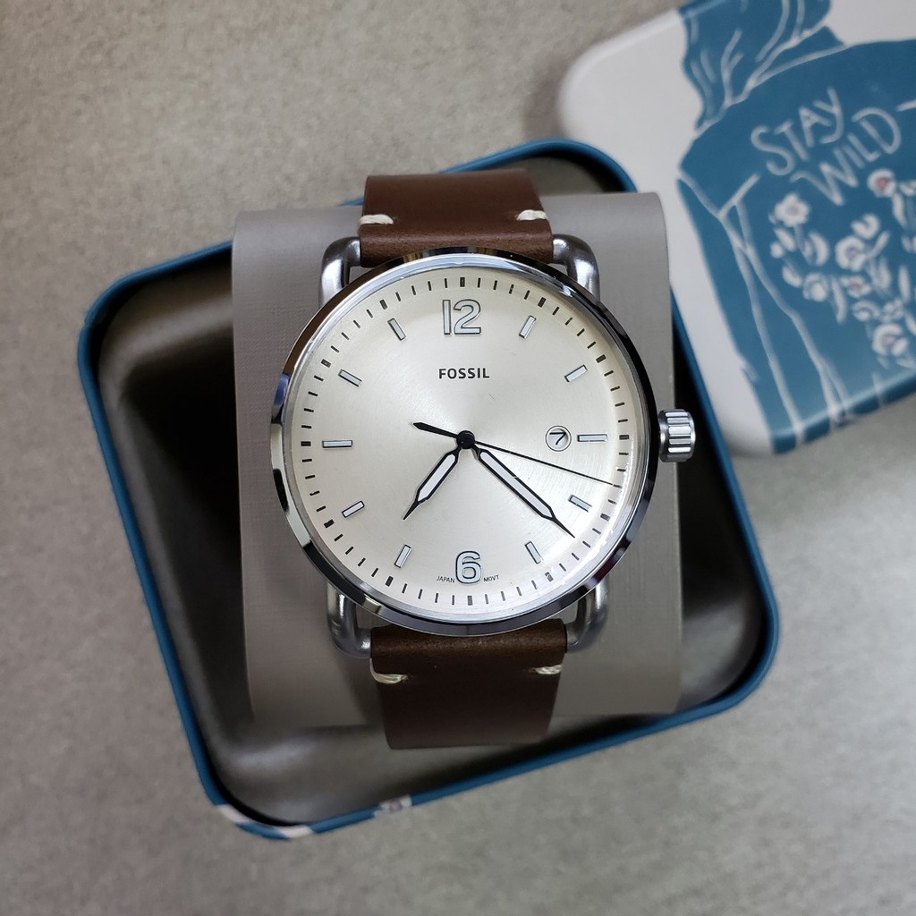 ĐỒNG HỒ NAM FOSSIL COMMUTER FS5275 , MẶT TRẮNG DÂY DA NÂU , SIZE 42MM , FULLBOX