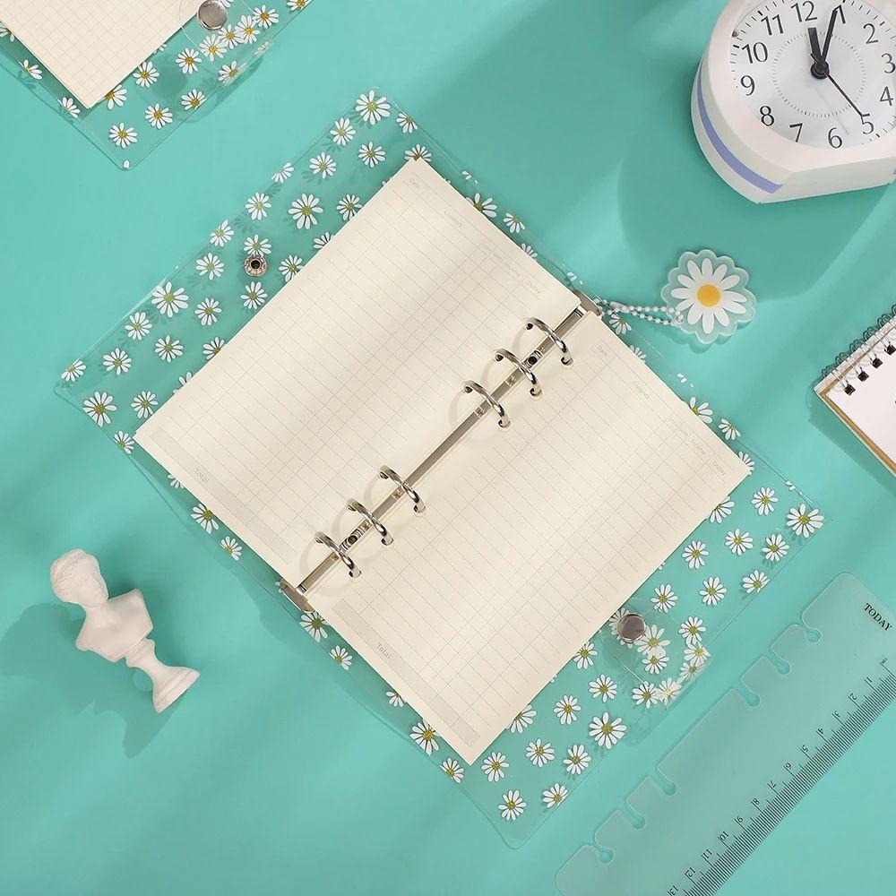 Pewany Sổ Ghi Chép Nhật Ký Cỡ A6 / A7 6 Trong Suốt Họa Tiết Hoa Cúc Có Vòng Nhẫn
