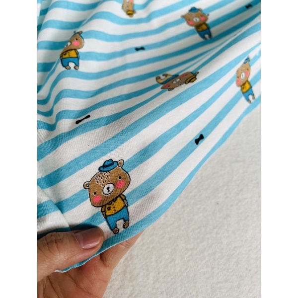 Vải thun cotton borip hình gấu