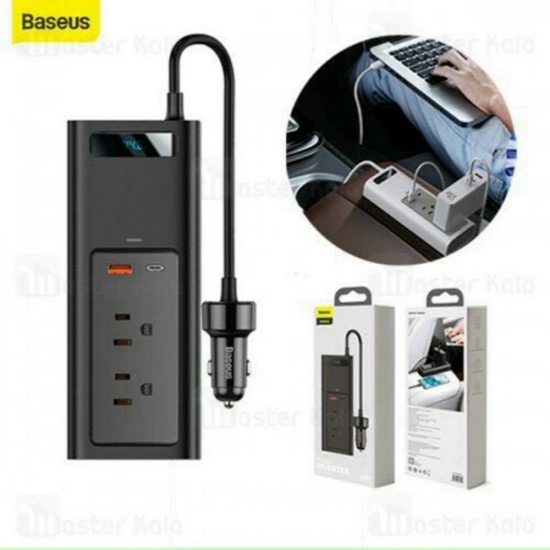 Bộ đổi nguồn ô tô thành 110V/150W 2 với 1 cổng sạc UsB + 1 Type C và 2 ổ cắm điện 110v