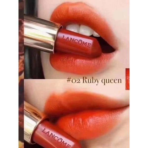 Son Lancome ruby queen màu 02 đỏ cam gạch siêu đẹp